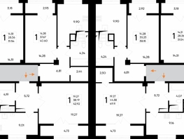 Продается 1-комнатная квартира ЖК Парковые кварталы, этап 2, 42.92  м&sup2;, 6953040 рублей